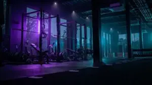 Modern gym interior with training equipment