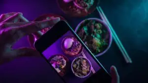 Photographing a restaurant dish with a phone