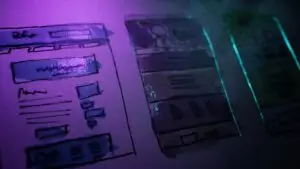 Designer building a website on a laptop