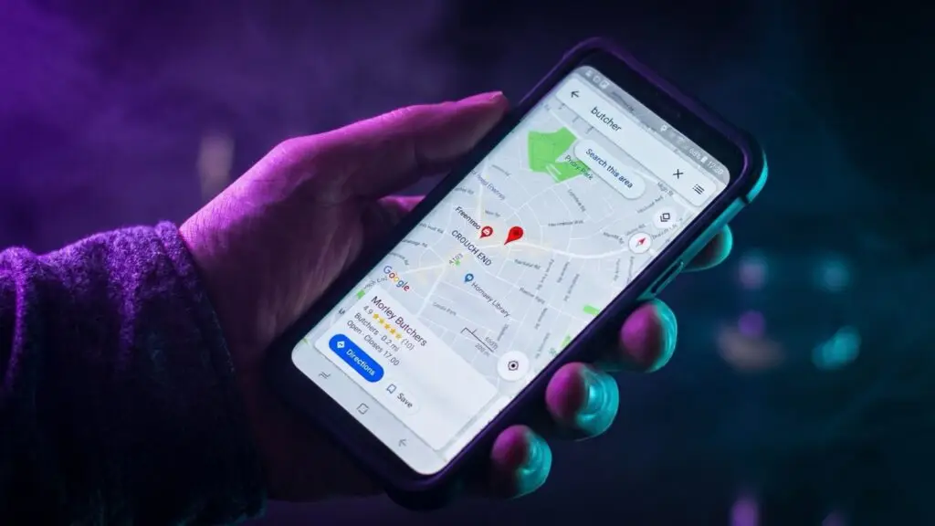 Local business location on a map app