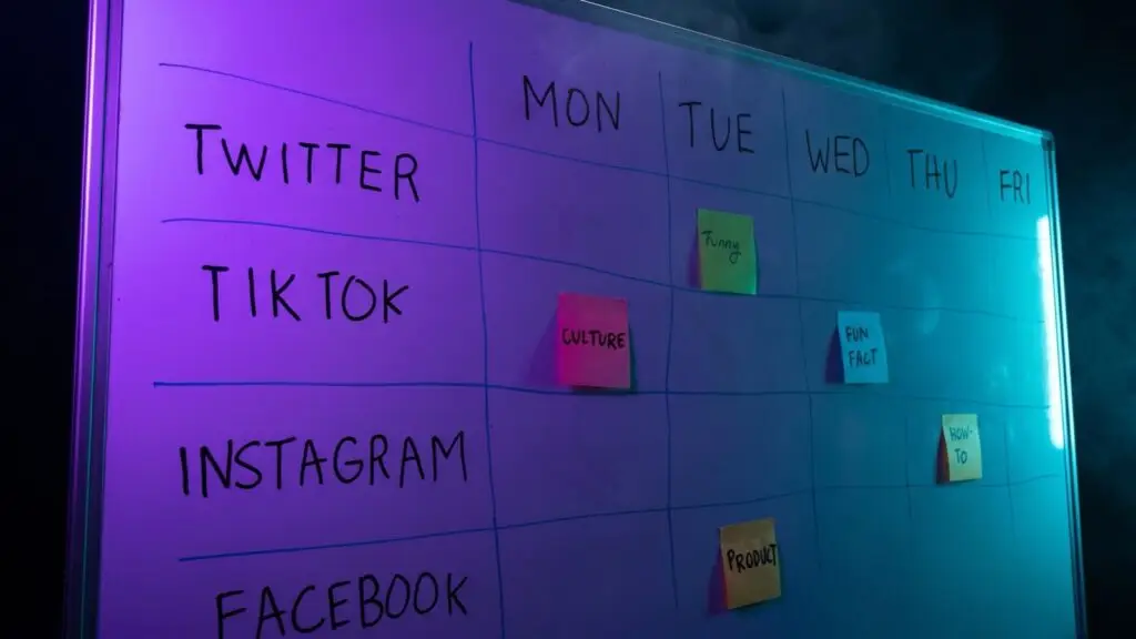Planning social media content at a desk