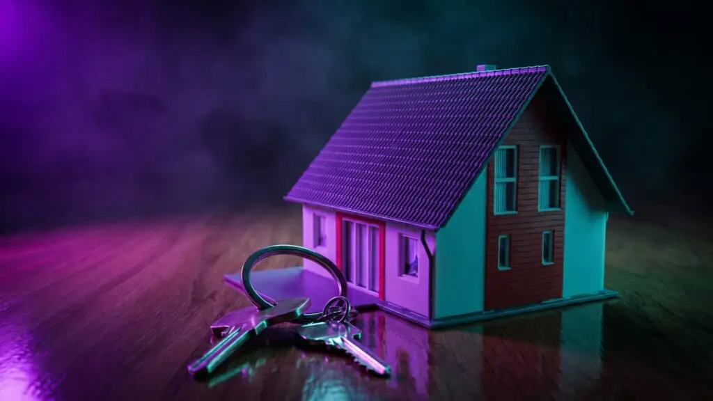 Real estate agent in front of a home for sale