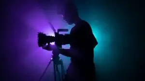 Filming a video with a professional camera